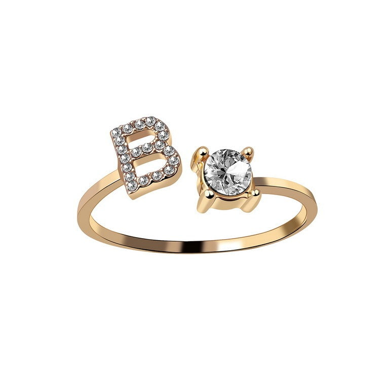 Signature Adjustable Initial Ring – Personalized Letter Jewelry