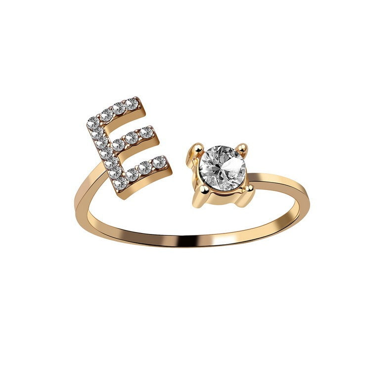 Signature Adjustable Initial Ring – Personalized Letter Jewelry