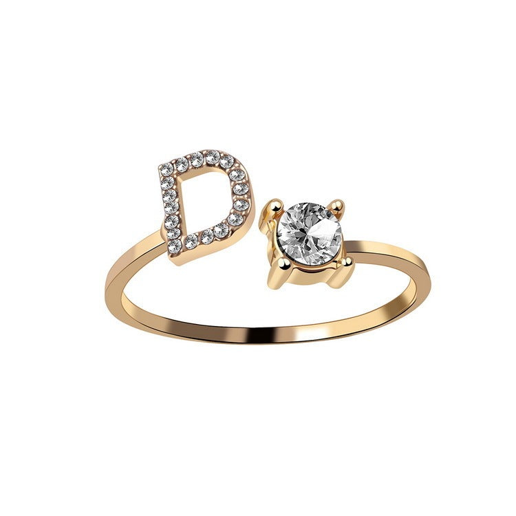 Signature Adjustable Initial Ring – Personalized Letter Jewelry
