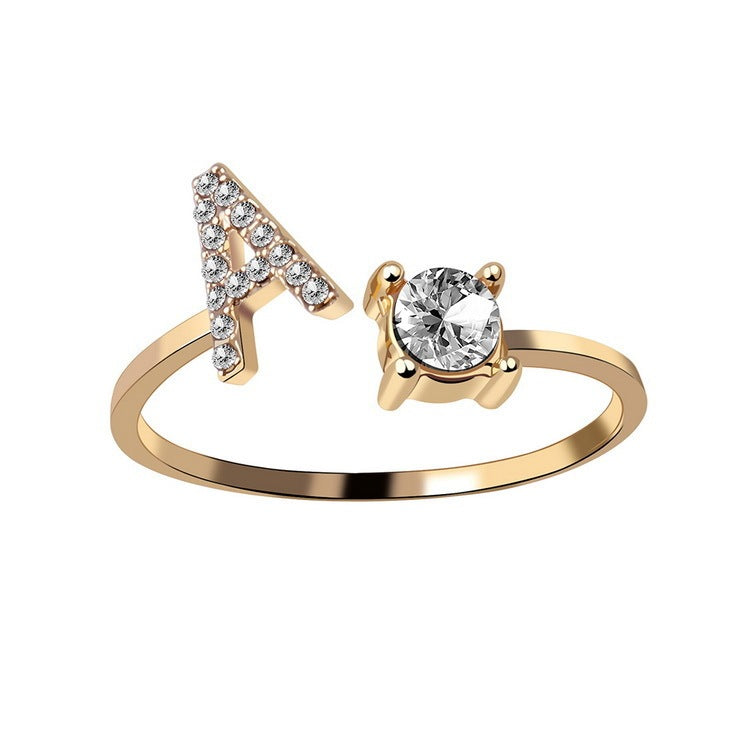 Signature Adjustable Initial Ring – Personalized Letter Jewelry