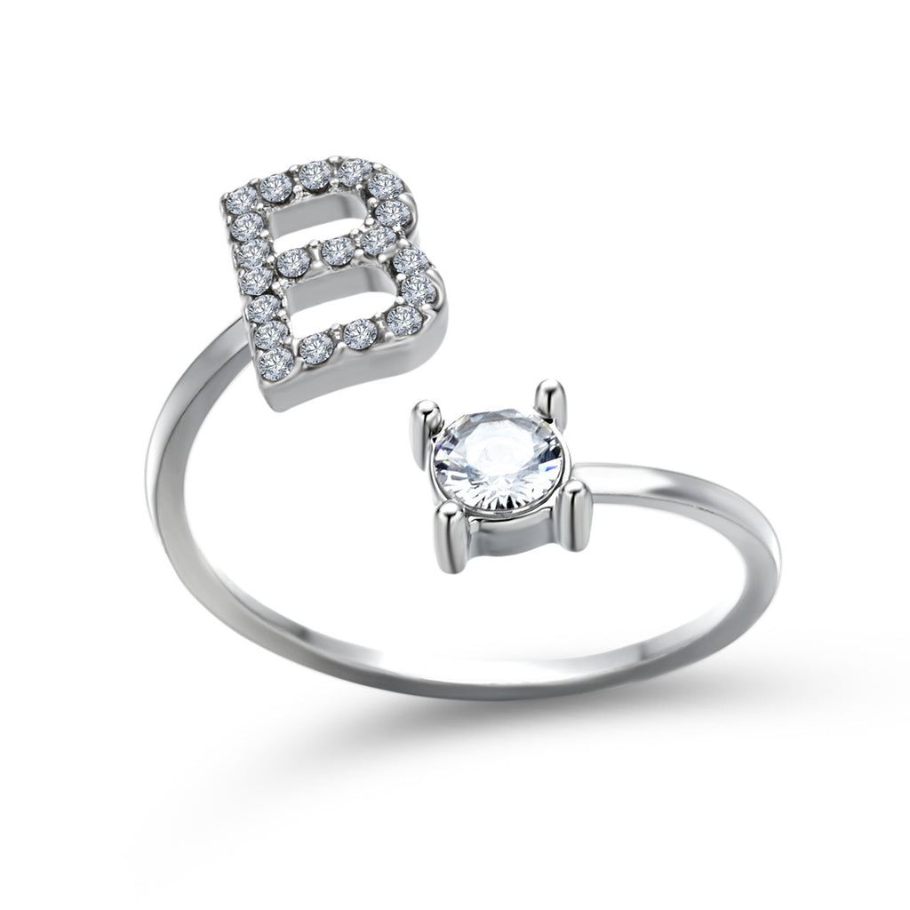 Signature Adjustable Initial Ring – Personalized Letter Jewelry