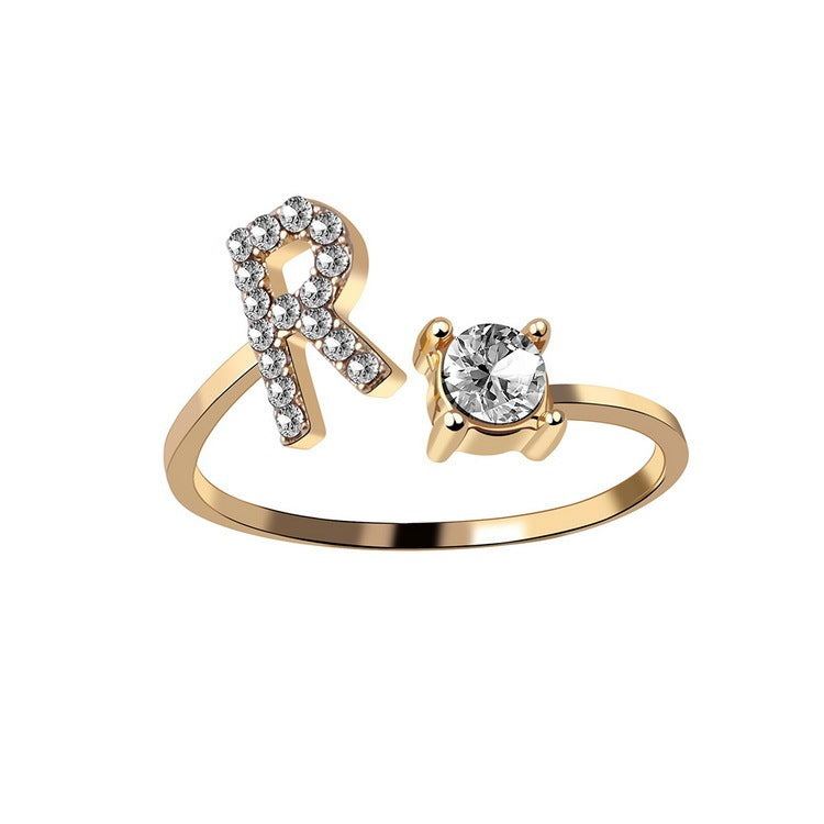 Signature Adjustable Initial Ring – Personalized Letter Jewelry
