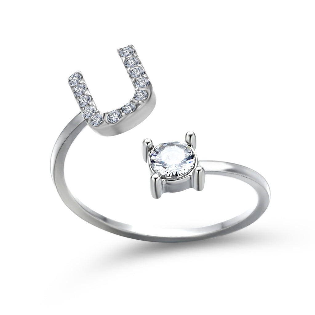 Signature Adjustable Initial Ring – Personalized Letter Jewelry