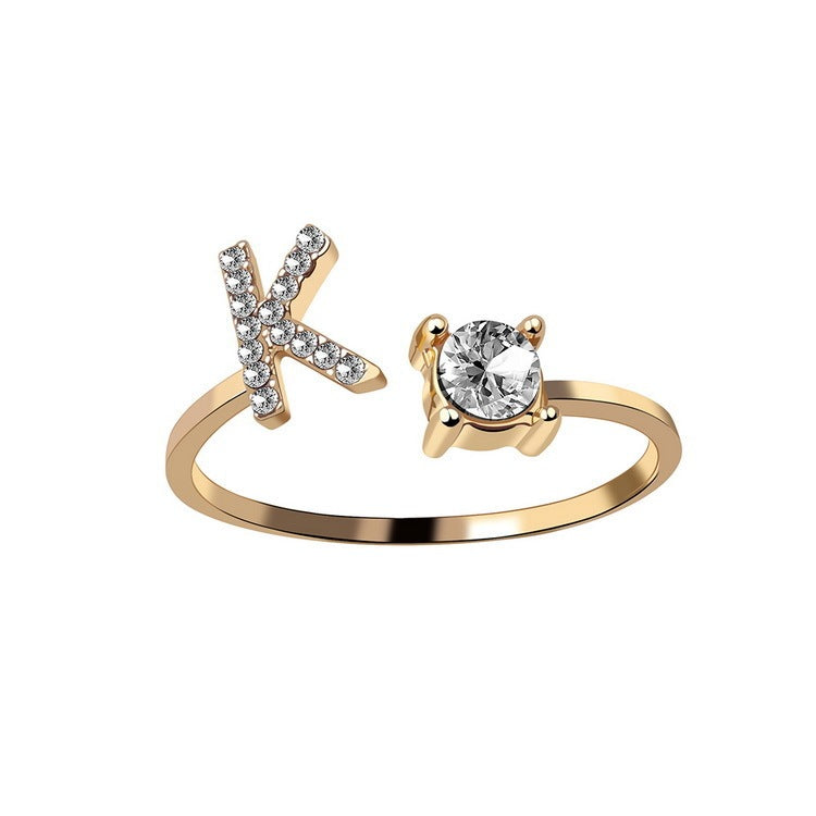 Signature Adjustable Initial Ring – Personalized Letter Jewelry