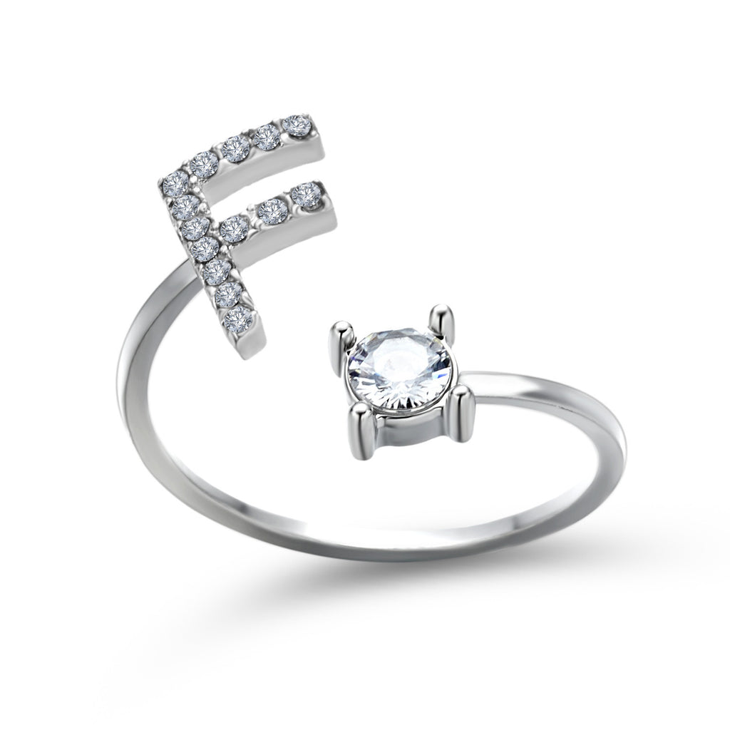 Signature Adjustable Initial Ring – Personalized Letter Jewelry