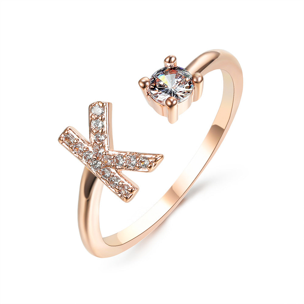 Signature Adjustable Initial Ring – Personalized Letter Jewelry