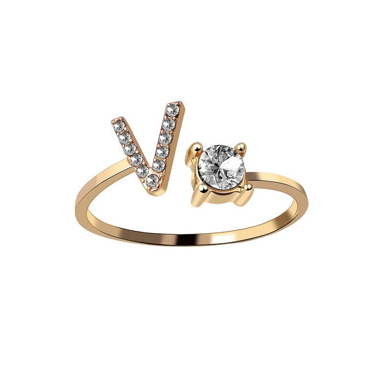 Signature Adjustable Initial Ring – Personalized Letter Jewelry