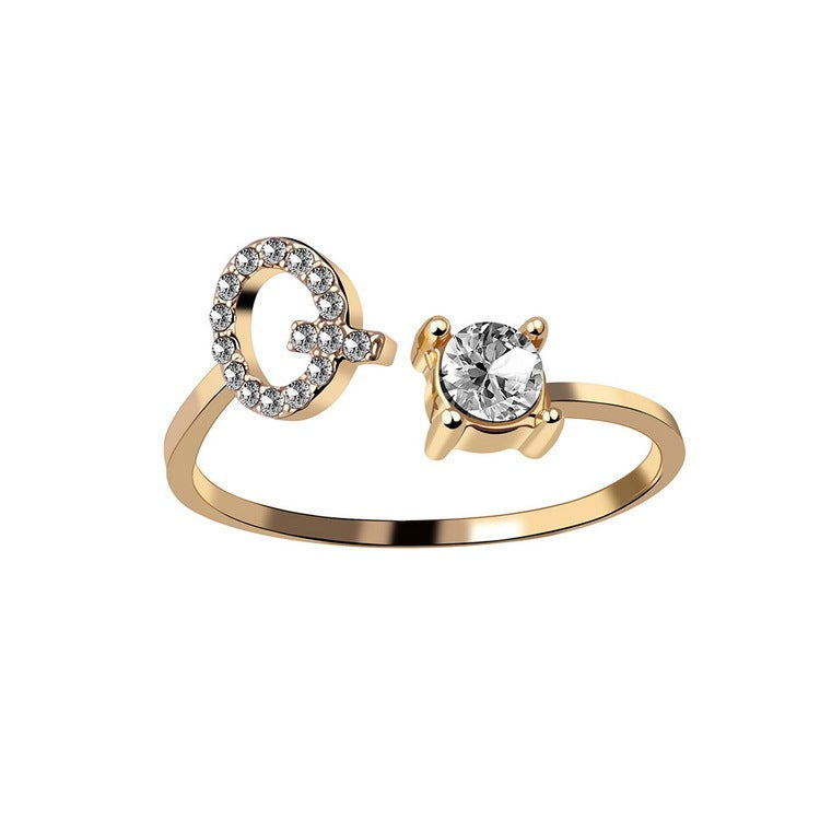 Signature Adjustable Initial Ring – Personalized Letter Jewelry
