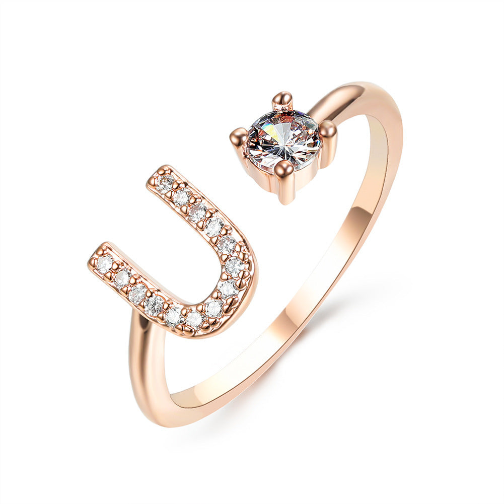 Signature Adjustable Initial Ring – Personalized Letter Jewelry