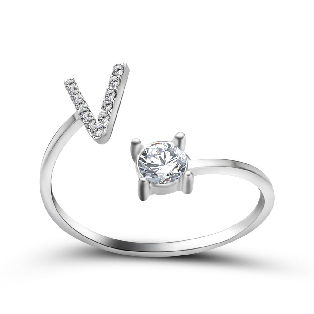 Signature Adjustable Initial Ring – Personalized Letter Jewelry