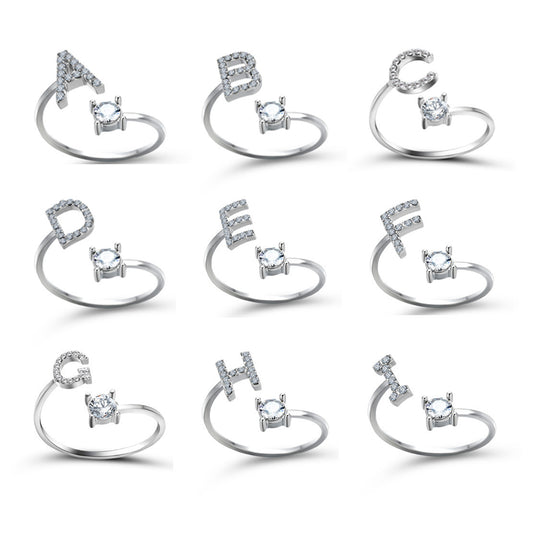 Signature Adjustable Initial Ring – Personalized Letter Jewelry