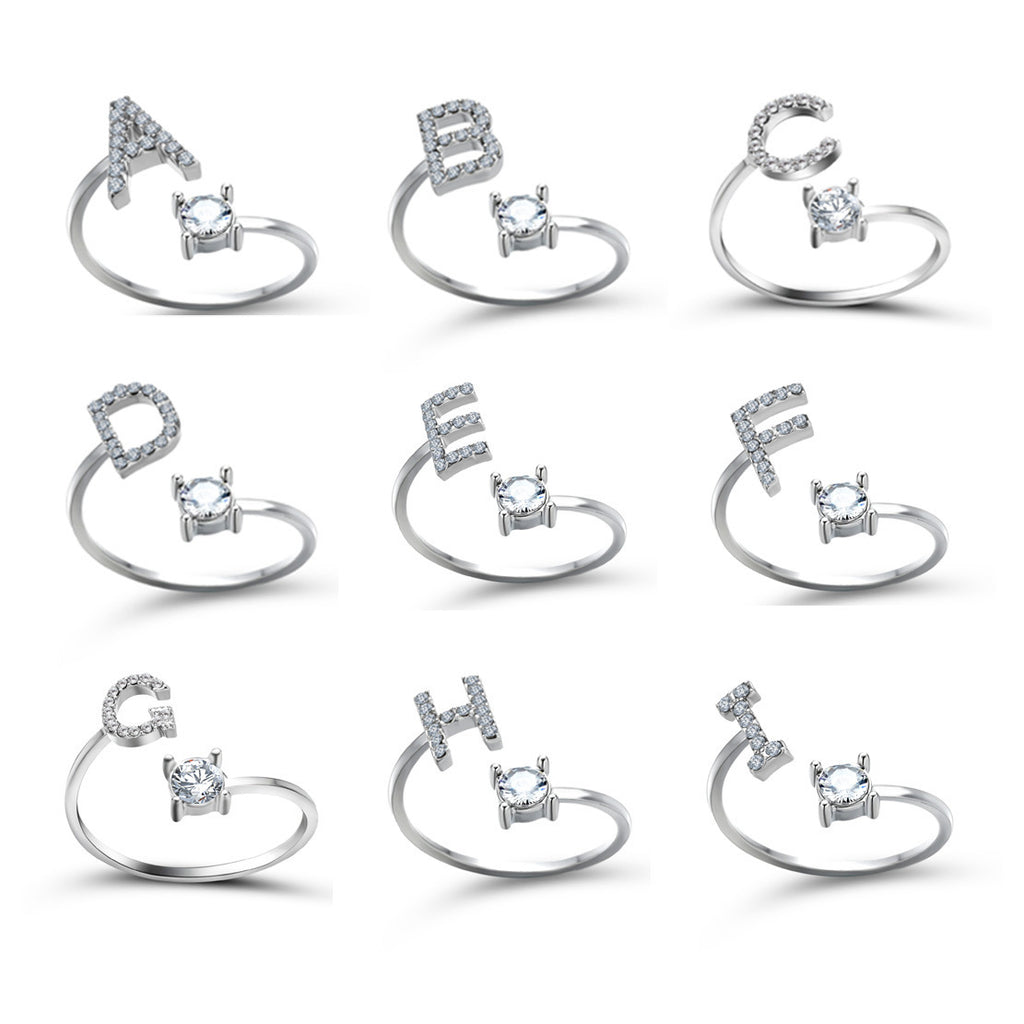 Signature Adjustable Initial Ring – Personalized Letter Jewelry