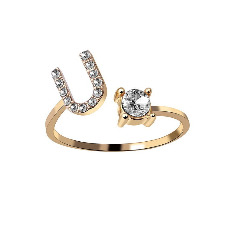 Signature Adjustable Initial Ring – Personalized Letter Jewelry