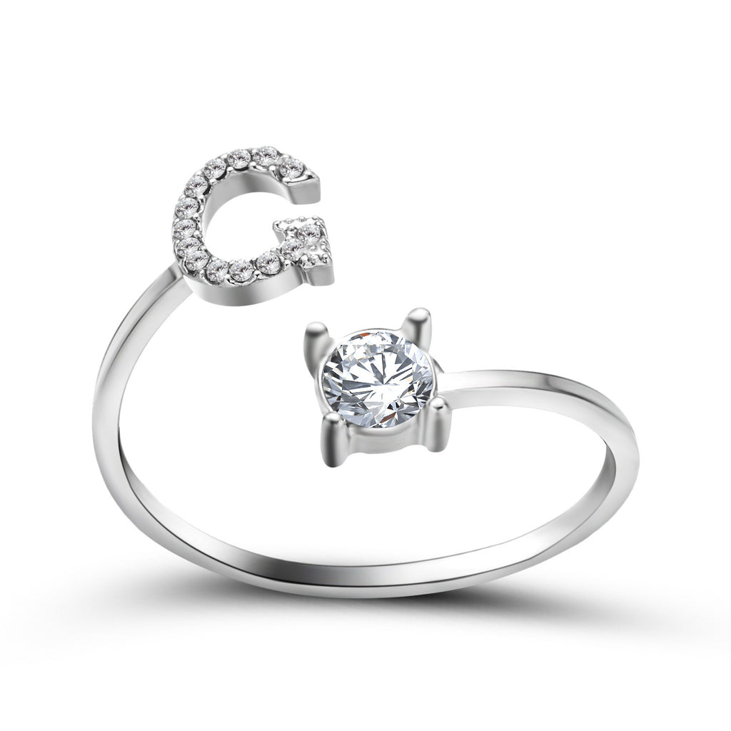 Signature Adjustable Initial Ring – Personalized Letter Jewelry
