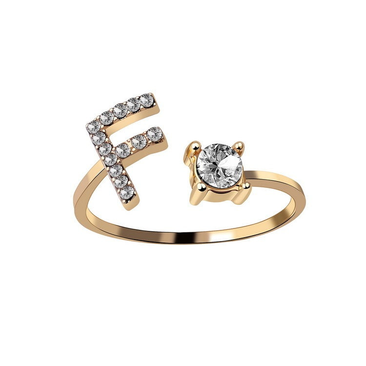 Signature Adjustable Initial Ring – Personalized Letter Jewelry
