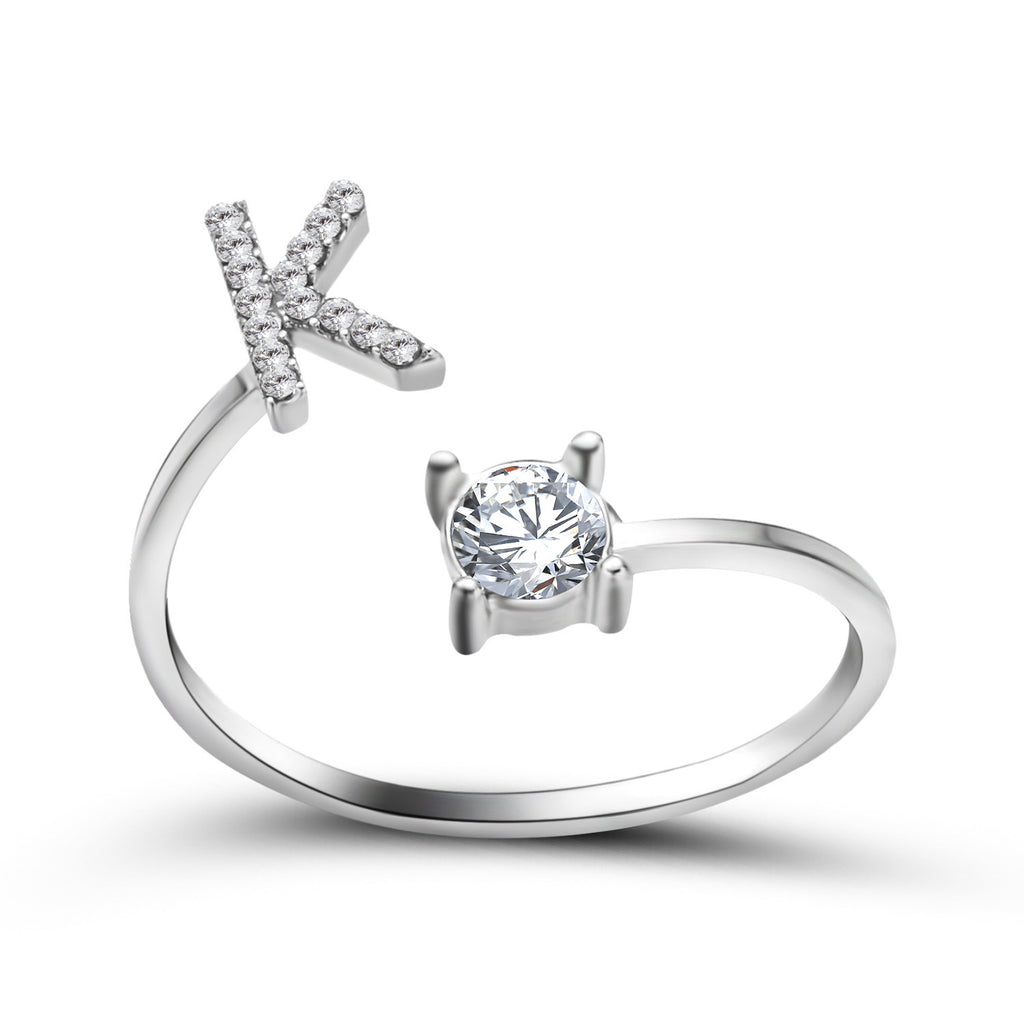 Signature Adjustable Initial Ring – Personalized Letter Jewelry