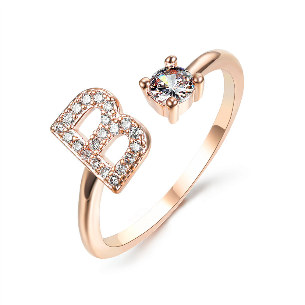 Signature Adjustable Initial Ring – Personalized Letter Jewelry