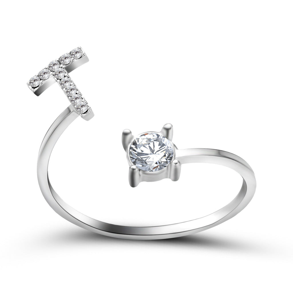 Signature Adjustable Initial Ring – Personalized Letter Jewelry