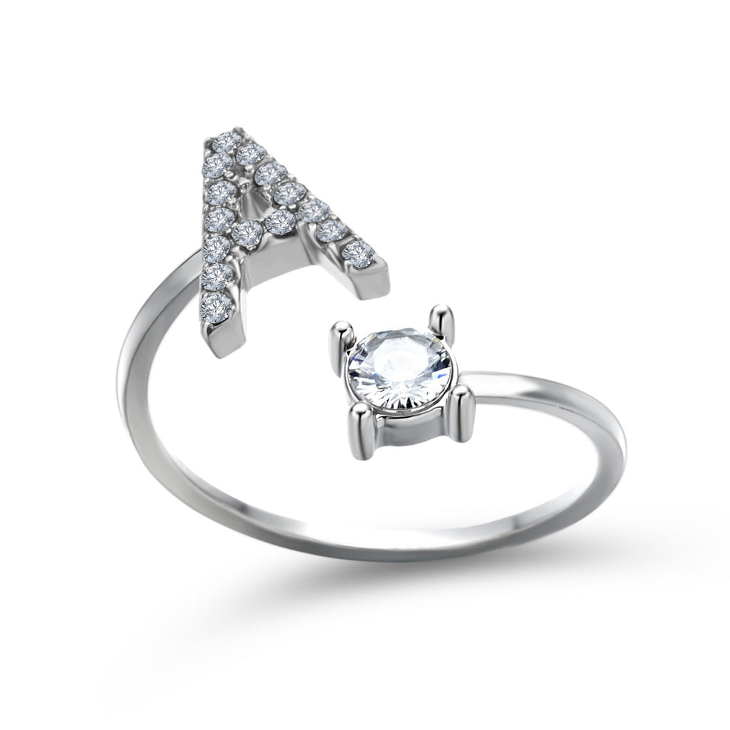 Signature Adjustable Initial Ring – Personalized Letter Jewelry