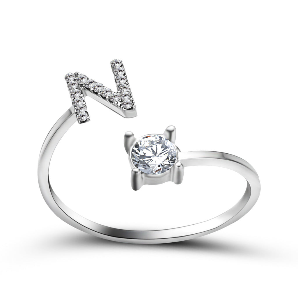 Signature Adjustable Initial Ring – Personalized Letter Jewelry
