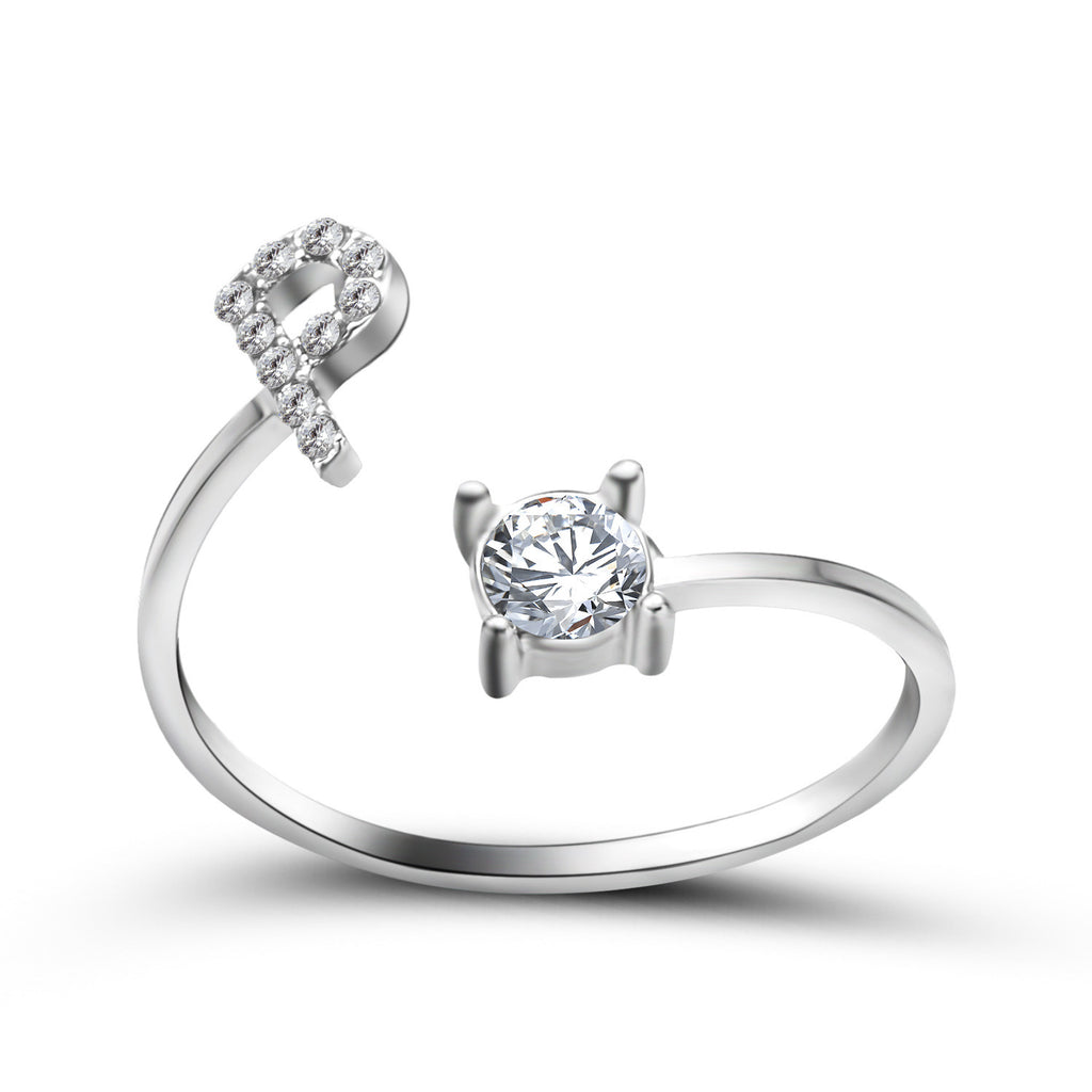 Signature Adjustable Initial Ring – Personalized Letter Jewelry