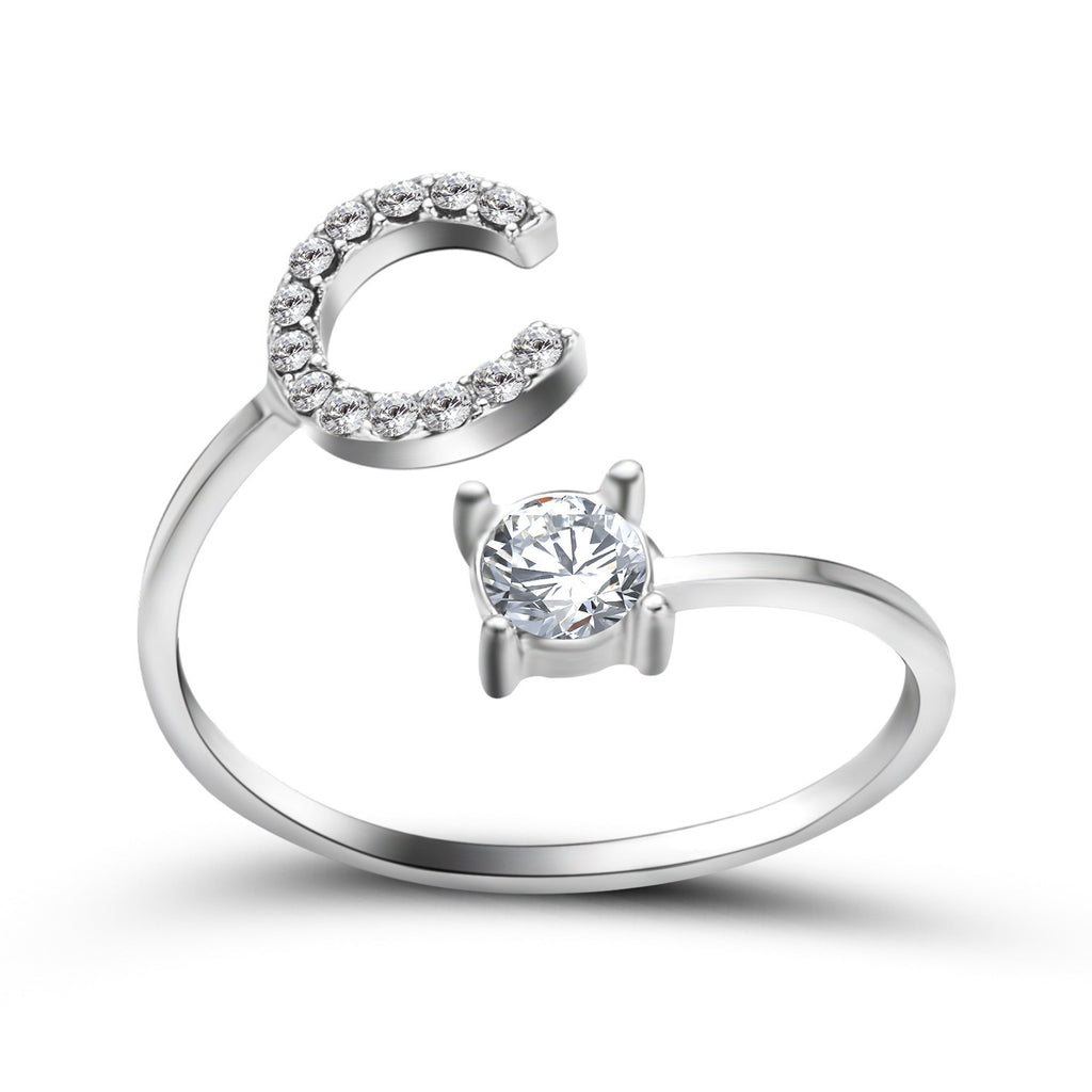 Signature Adjustable Initial Ring – Personalized Letter Jewelry
