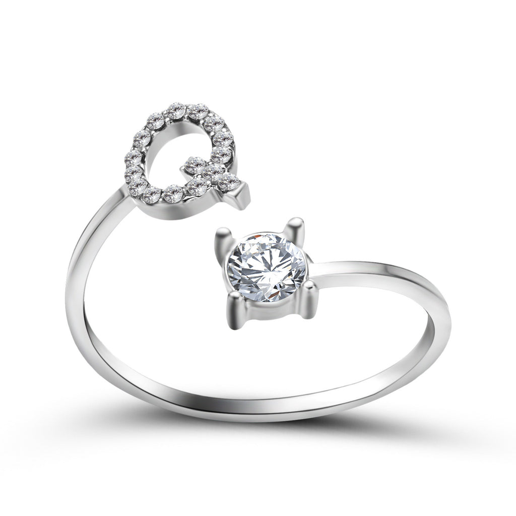 Signature Adjustable Initial Ring – Personalized Letter Jewelry