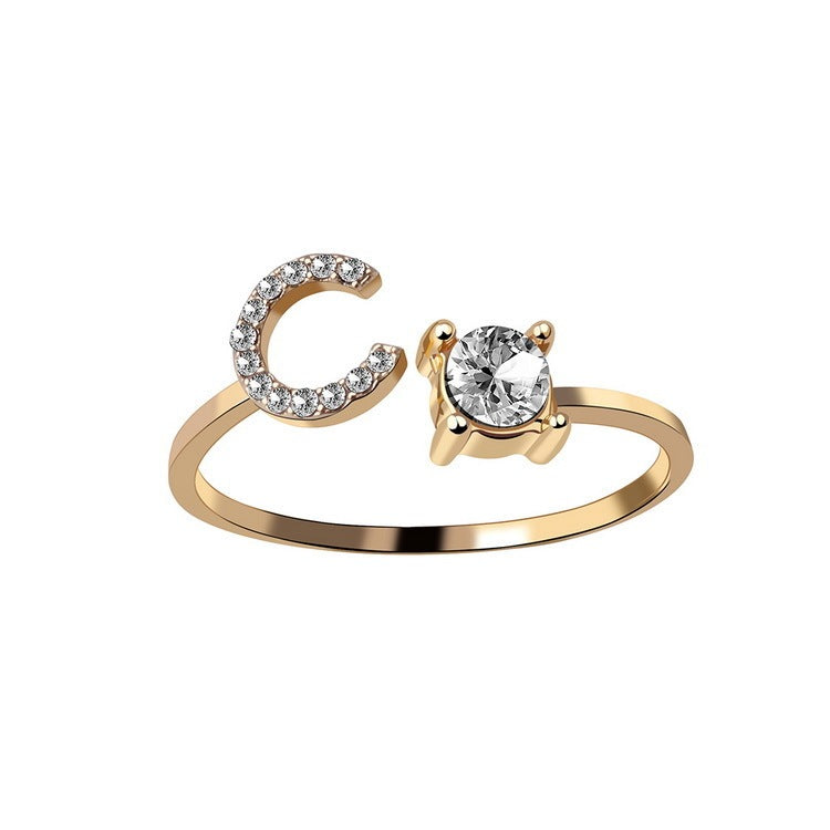 Signature Adjustable Initial Ring – Personalized Letter Jewelry