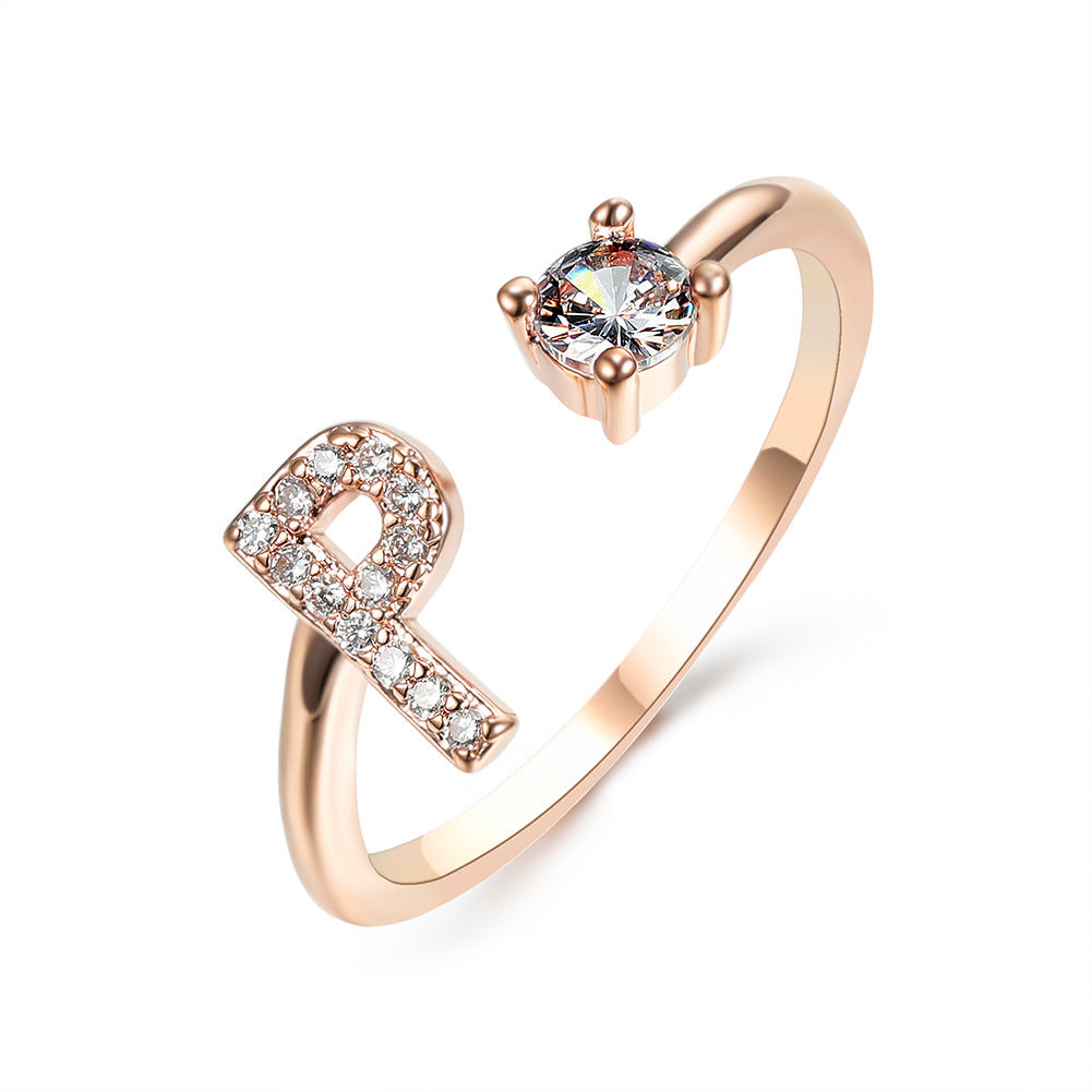 Signature Adjustable Initial Ring – Personalized Letter Jewelry