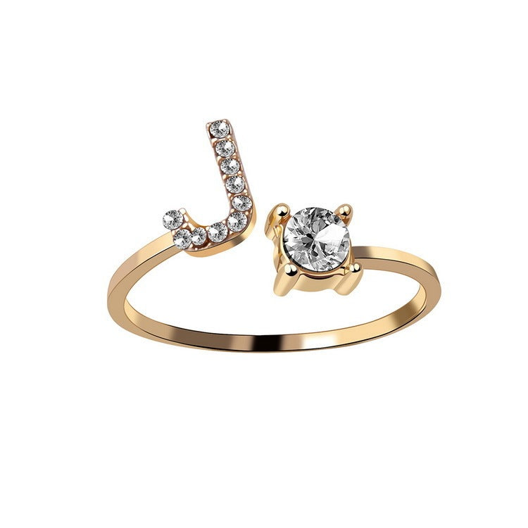 Signature Adjustable Initial Ring – Personalized Letter Jewelry