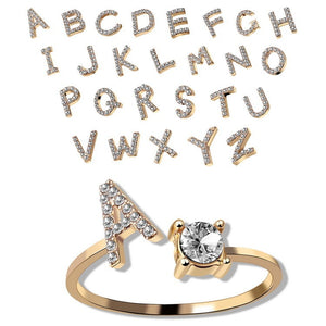 Signature Adjustable Initial Ring – Personalized Letter Jewelry