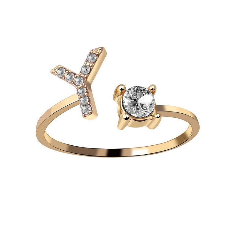 Signature Adjustable Initial Ring – Personalized Letter Jewelry