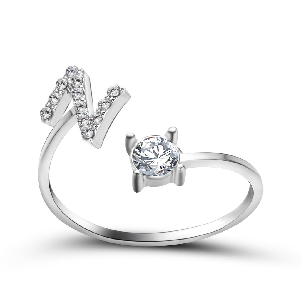 Signature Adjustable Initial Ring – Personalized Letter Jewelry