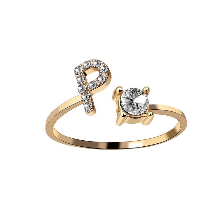 Signature Adjustable Initial Ring – Personalized Letter Jewelry
