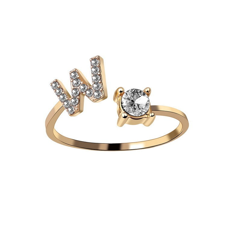 Signature Adjustable Initial Ring – Personalized Letter Jewelry