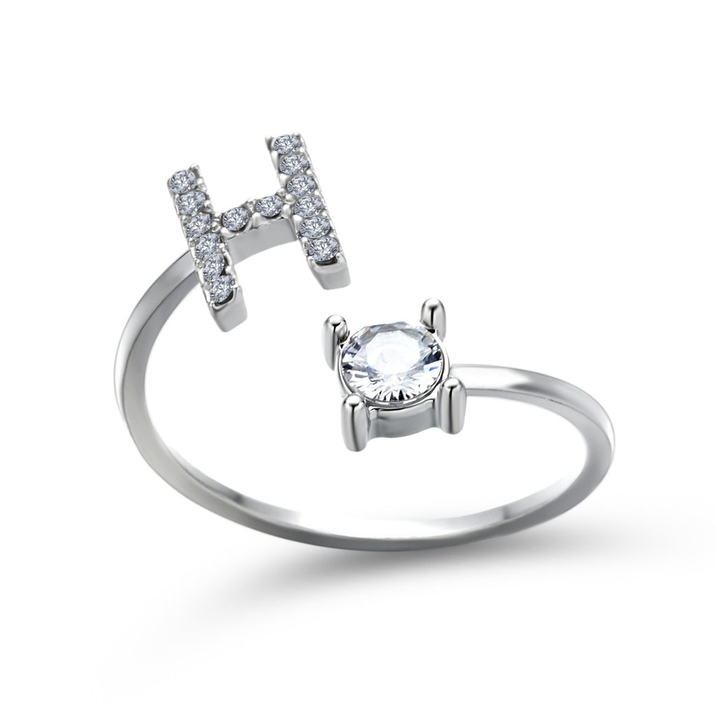Signature Adjustable Initial Ring – Personalized Letter Jewelry