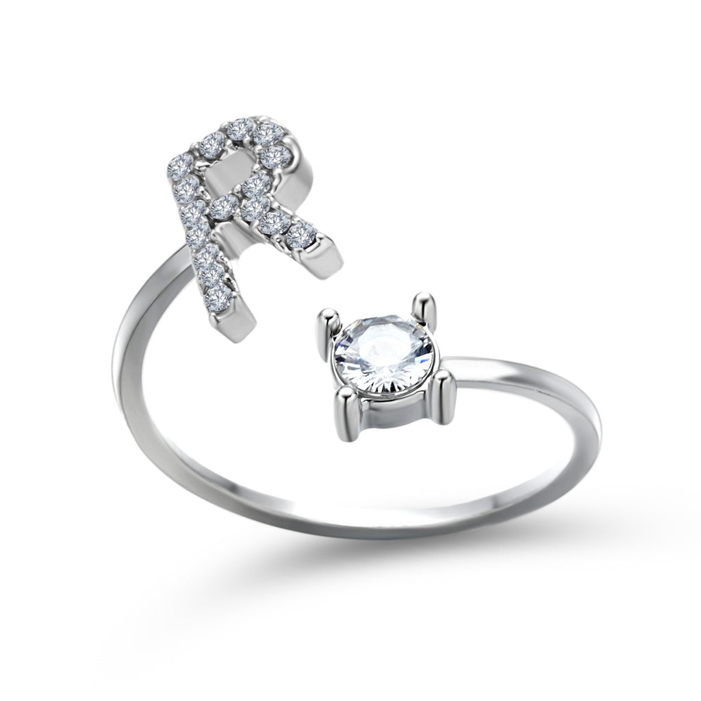 Signature Adjustable Initial Ring – Personalized Letter Jewelry