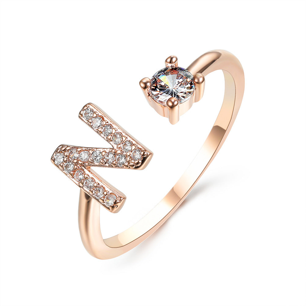 Signature Adjustable Initial Ring – Personalized Letter Jewelry