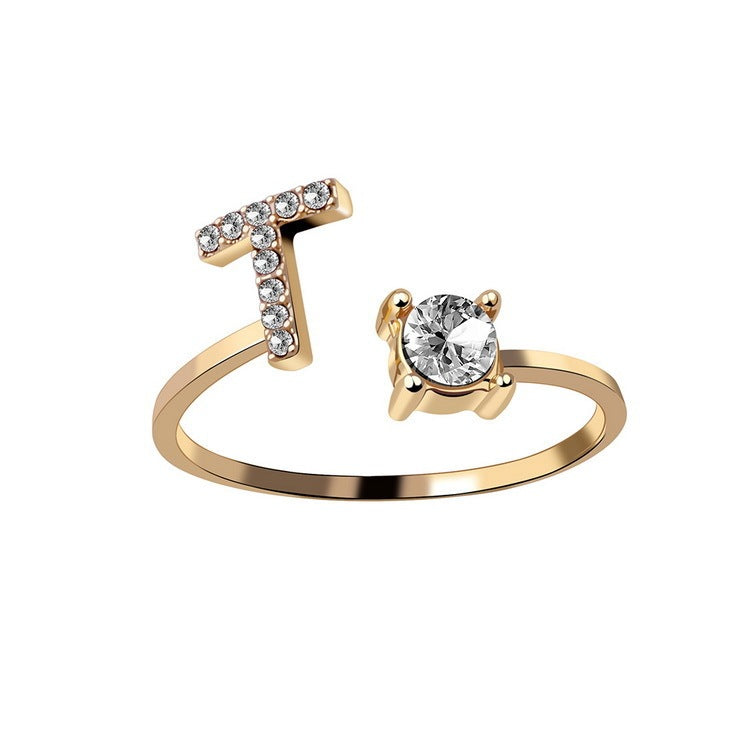 Signature Adjustable Initial Ring – Personalized Letter Jewelry
