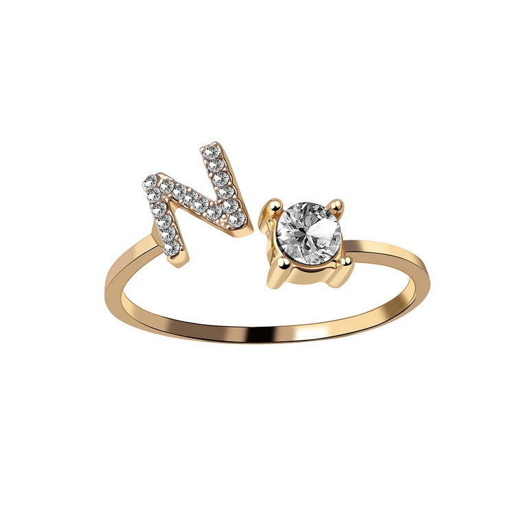 Signature Adjustable Initial Ring – Personalized Letter Jewelry