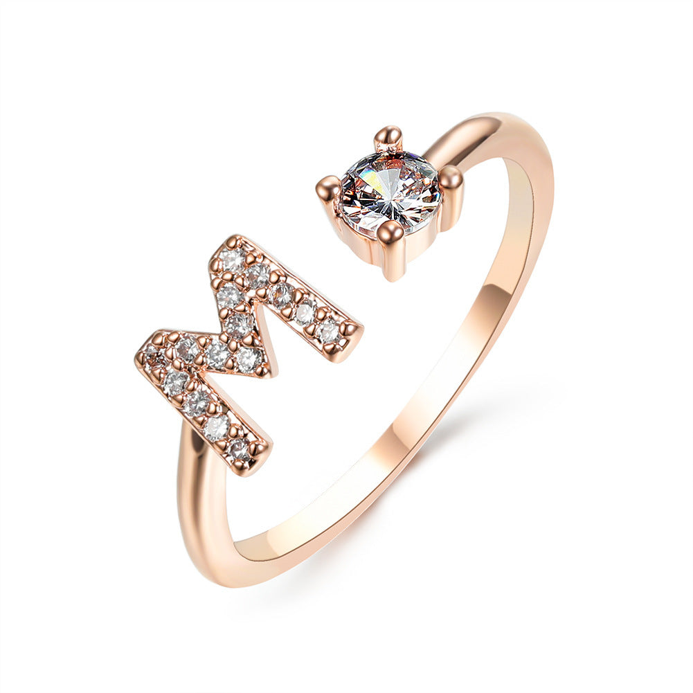 Signature Adjustable Initial Ring – Personalized Letter Jewelry