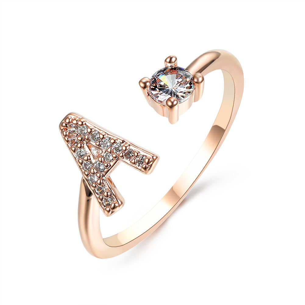 Signature Adjustable Initial Ring – Personalized Letter Jewelry