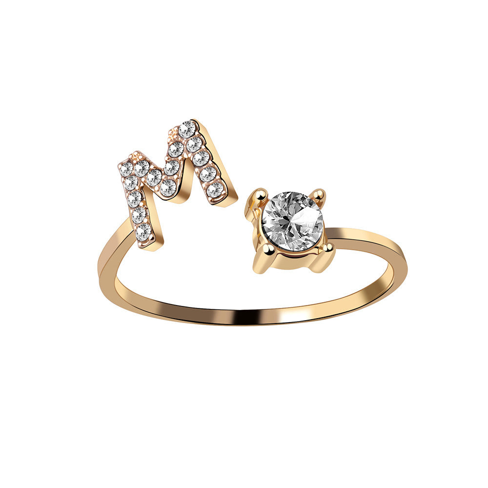 Signature Adjustable Initial Ring – Personalized Letter Jewelry
