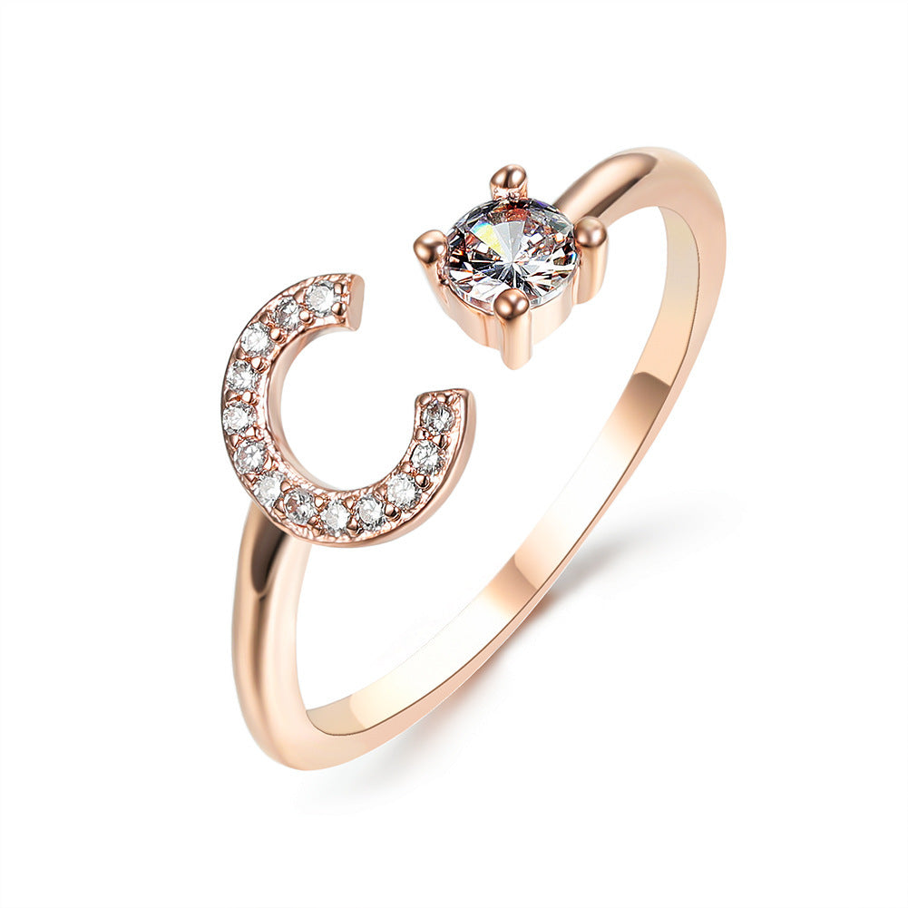 Signature Adjustable Initial Ring – Personalized Letter Jewelry