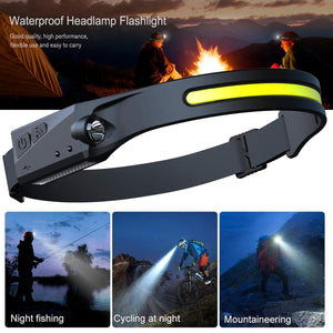 COB 230° Induction Headlamp — Smart Rechargeable Outdoor Light