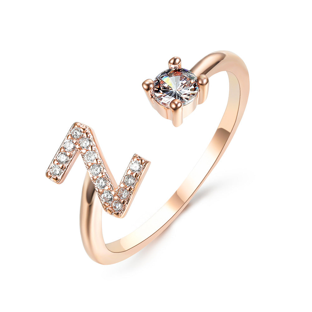 Signature Adjustable Initial Ring – Personalized Letter Jewelry