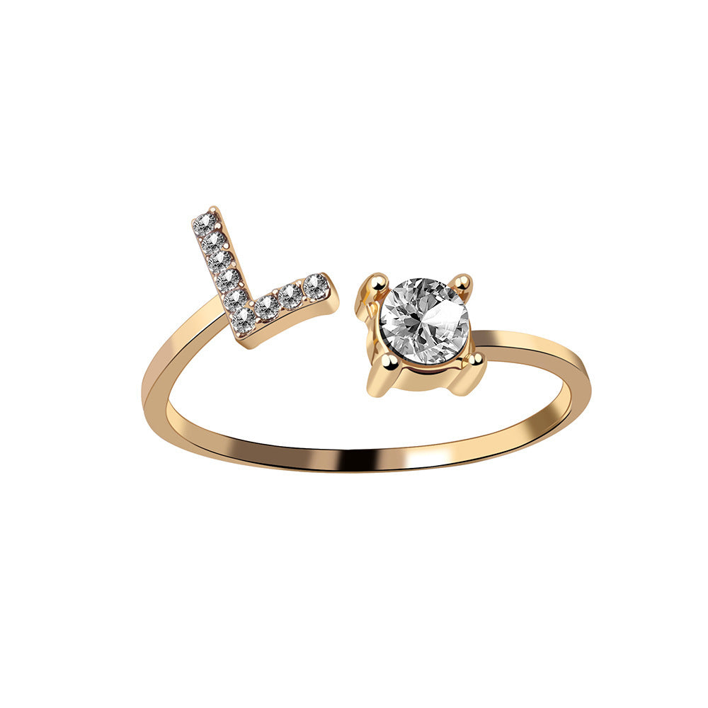 Signature Adjustable Initial Ring – Personalized Letter Jewelry