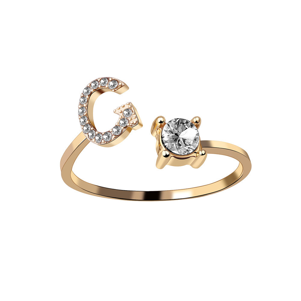 Signature Adjustable Initial Ring – Personalized Letter Jewelry